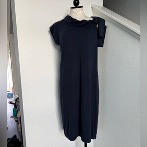 Magaschoni Women's Navy Blue Cashmere Cotton Midi Sweater Dress Medium